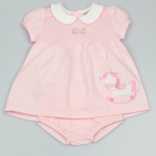 GF1076: Baby Girls Unicorn Smocked Dress & Pant Outfit (0-9 Months)